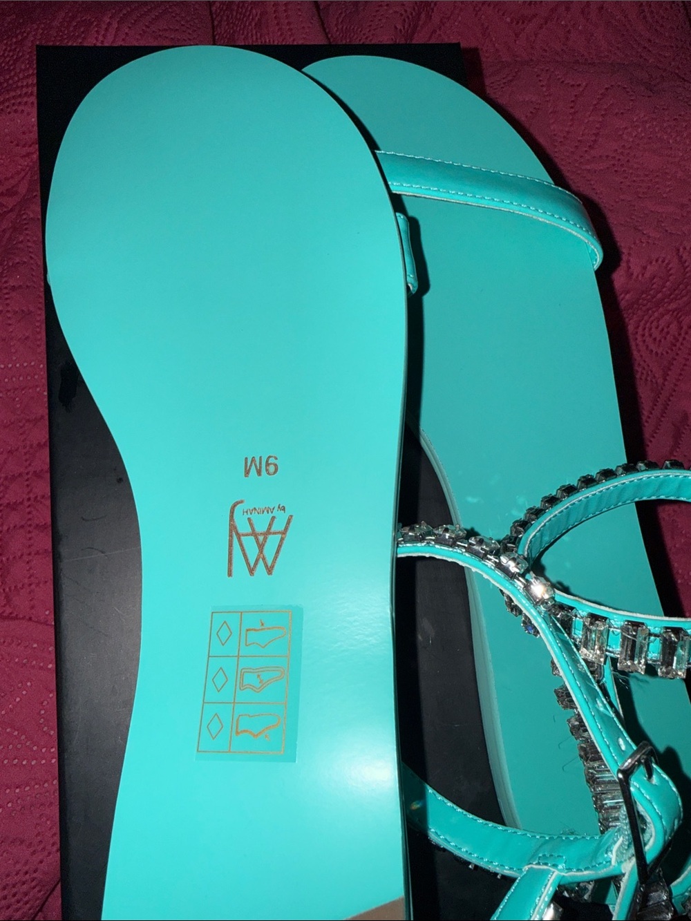 Turquoise Jeweled Ankle-Strap Women's Sandals - Picture 3 of 3